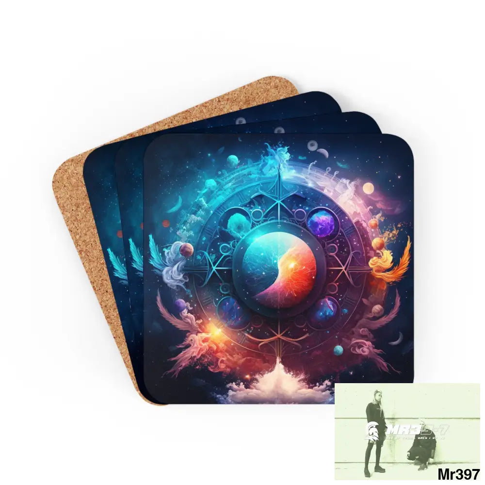 Zodiac mash up Coaster Set Cork / 3.75’’ × 3.75’’ / Square Home Decor