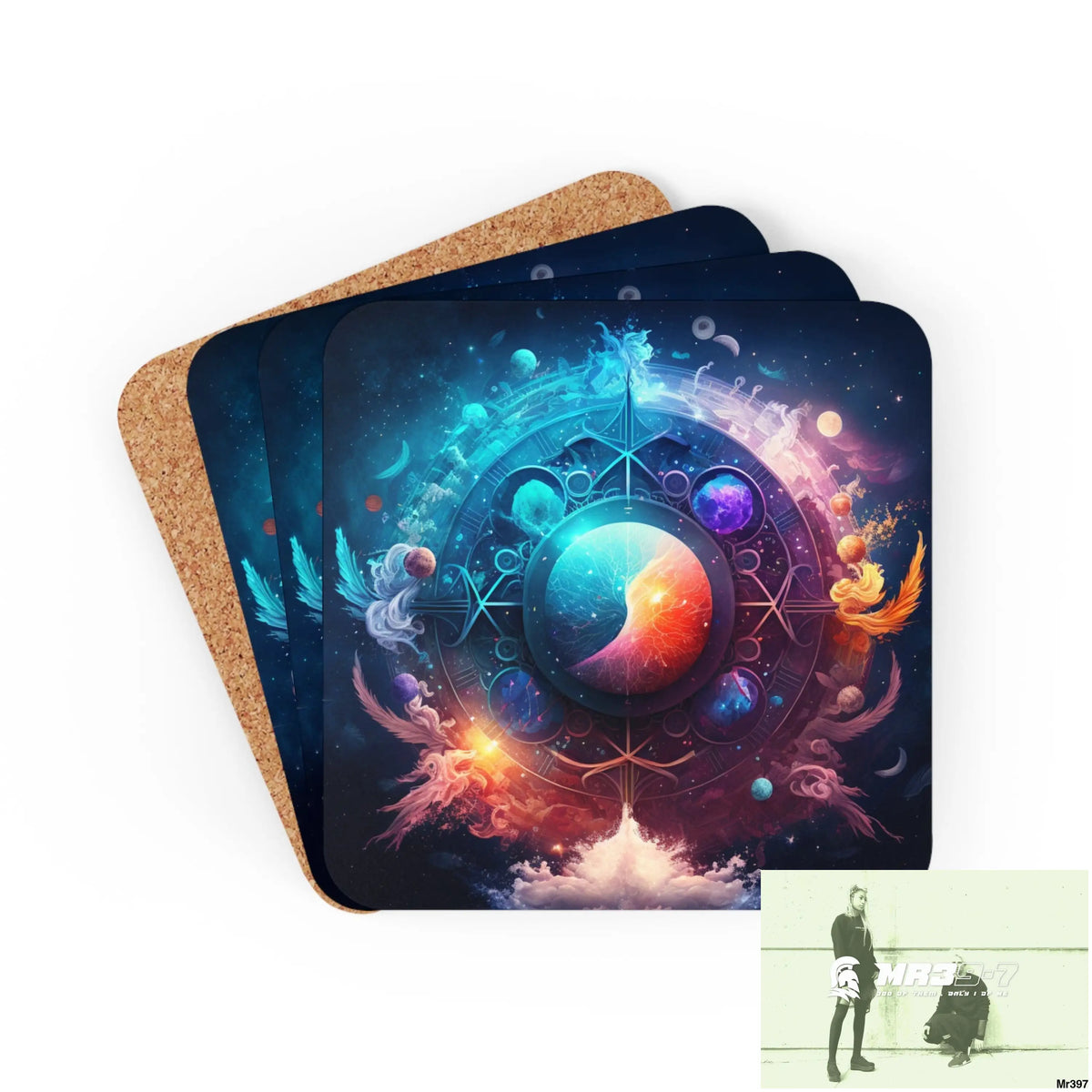 Zodiac mash up Coaster Set Cork / 3.75’’ × 3.75’’ / Square Home Decor