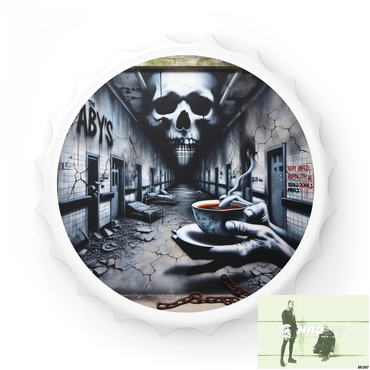 12 years in a vulnerable Adult Abuse Ring assassination hell Banksy Inspired Magnetic Bottle Opener One size / White