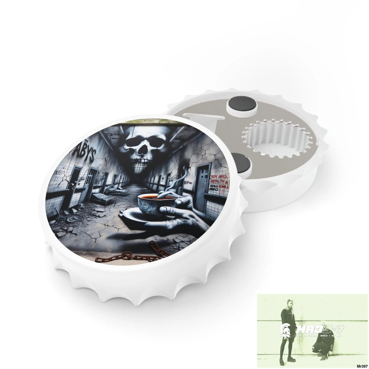 12 years in a vulnerable Adult Abuse Ring assassination hell Banksy Inspired Magnetic Bottle Opener One size / White