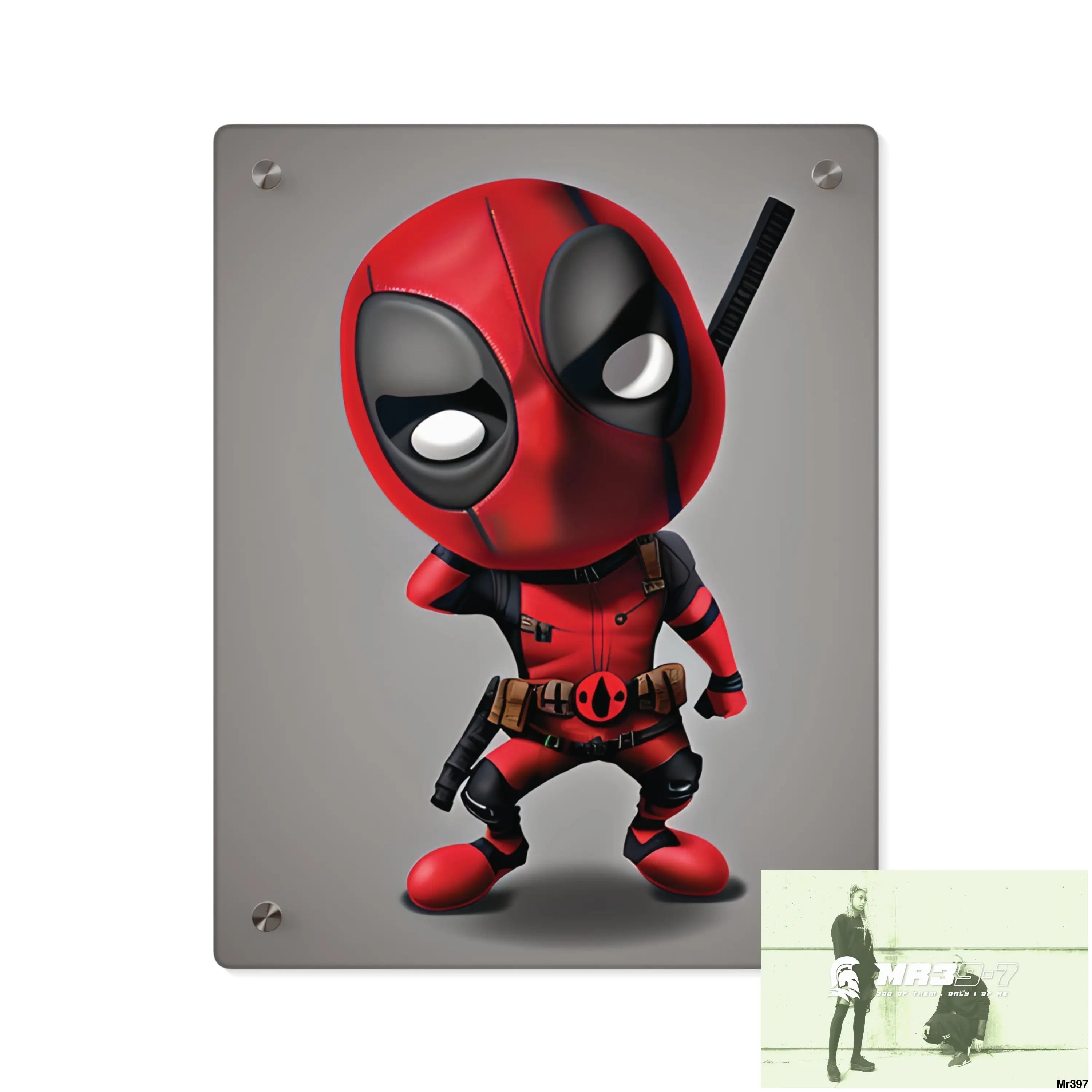 3D Chibi Deadpool Disney Graphic Acrylic Wall Art Panels 11″ x 14″ (Vertical) / 0.25’’ Home Decor