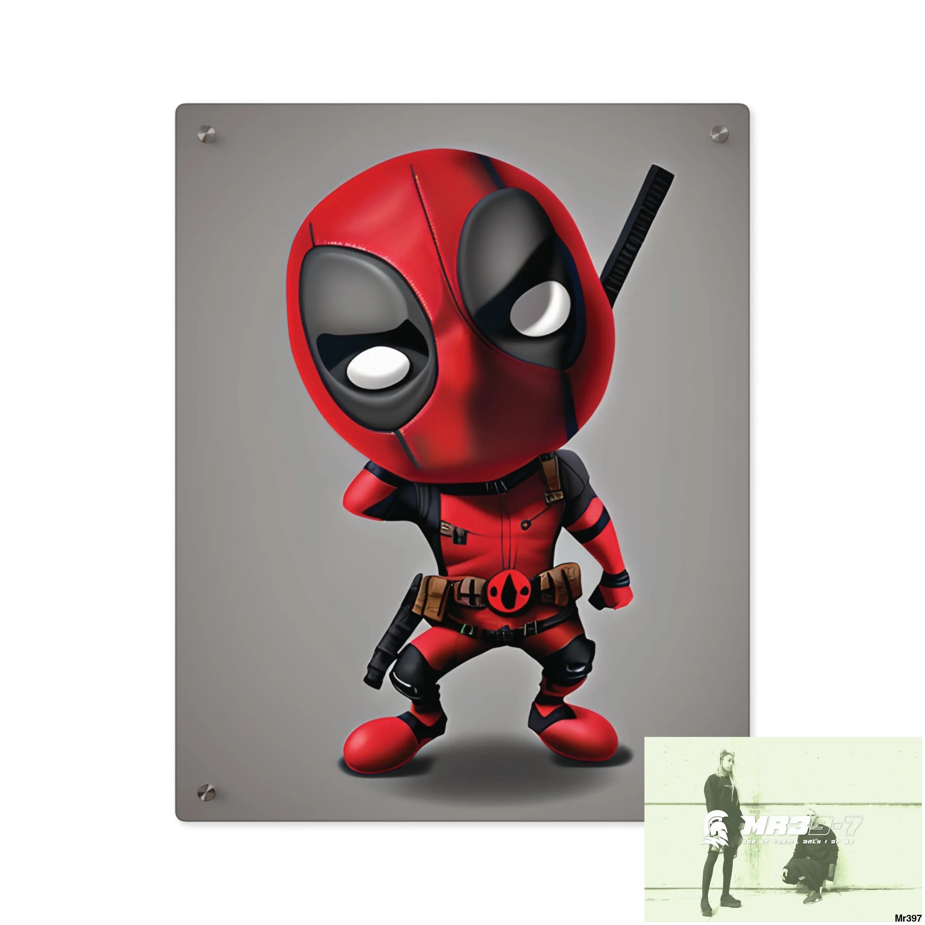 3D Chibi Deadpool Disney Graphic Acrylic Wall Art Panels 16″ x 20″ (Vertical) / 0.25’’ Home Decor