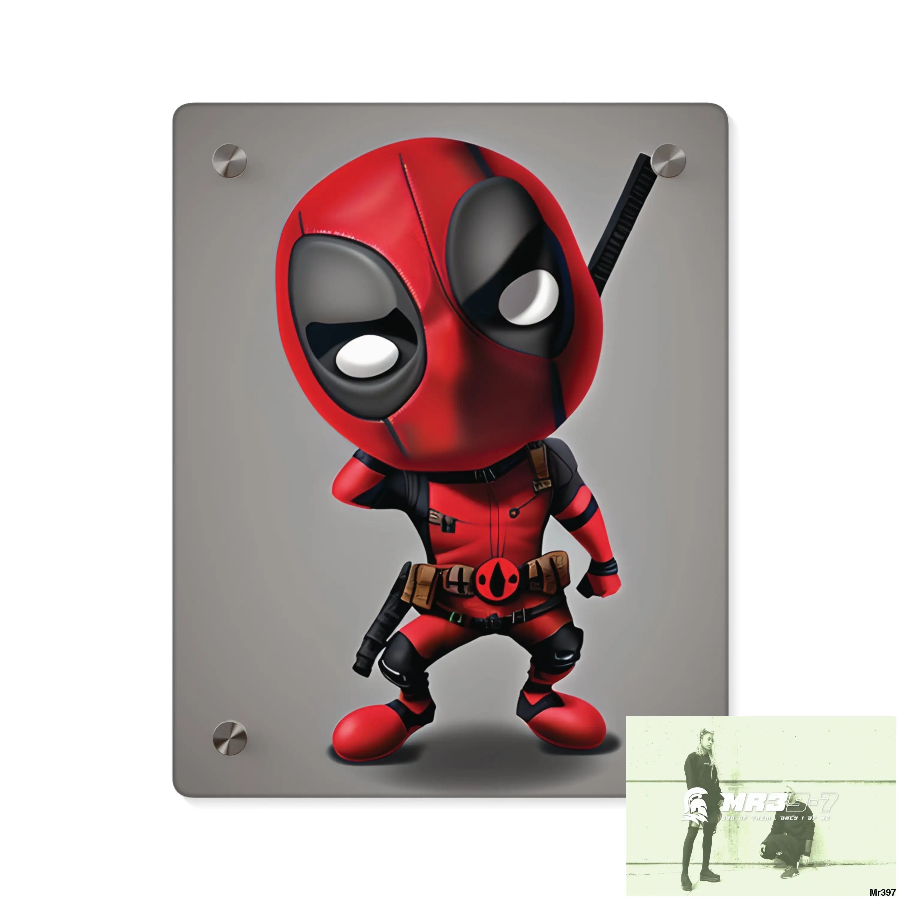 3D Chibi Deadpool Disney Graphic Acrylic Wall Art Panels 8″ x 10″ (Vertical) / 0.25’’ Home Decor