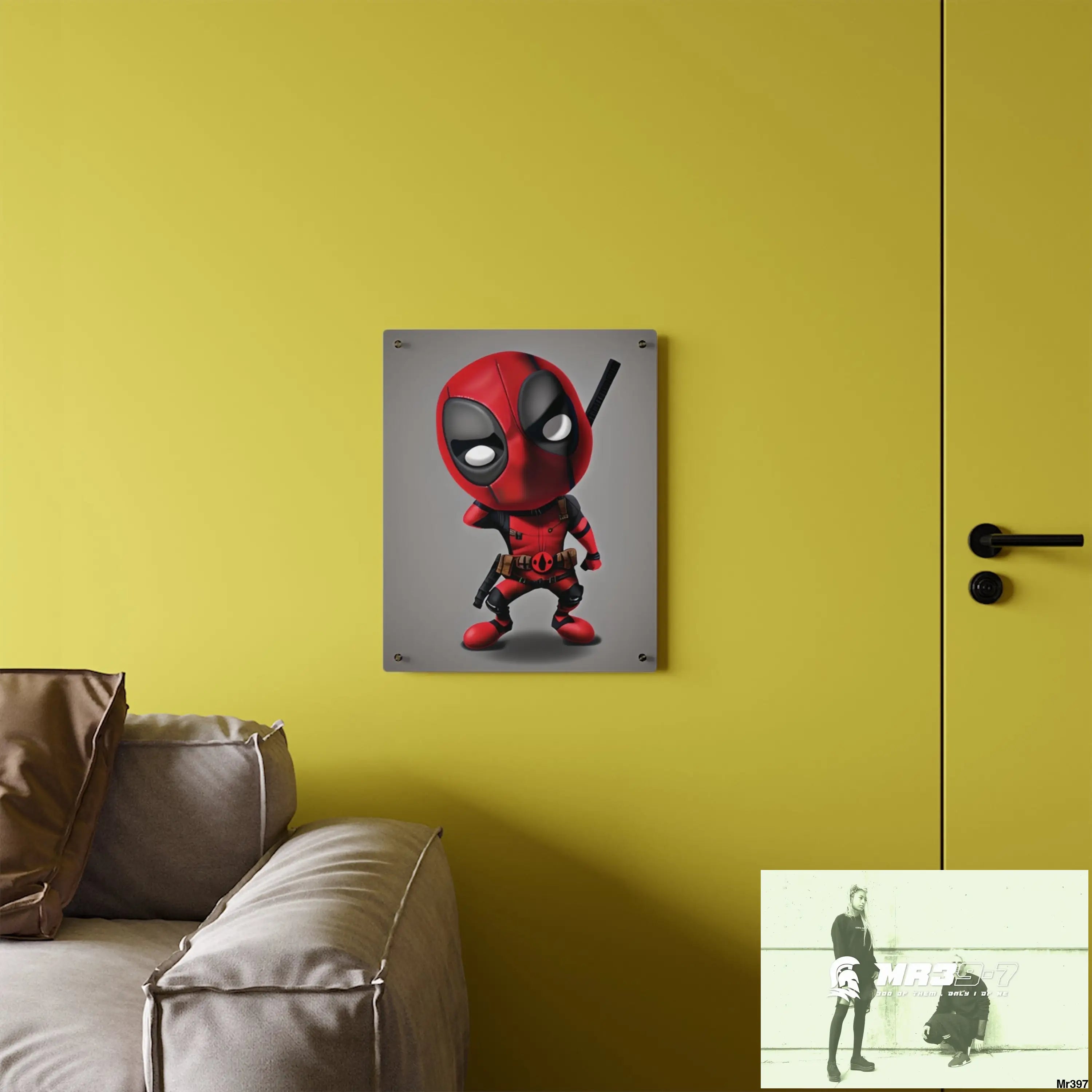 3D Chibi Deadpool Disney Graphic Acrylic Wall Art Panels Home Decor