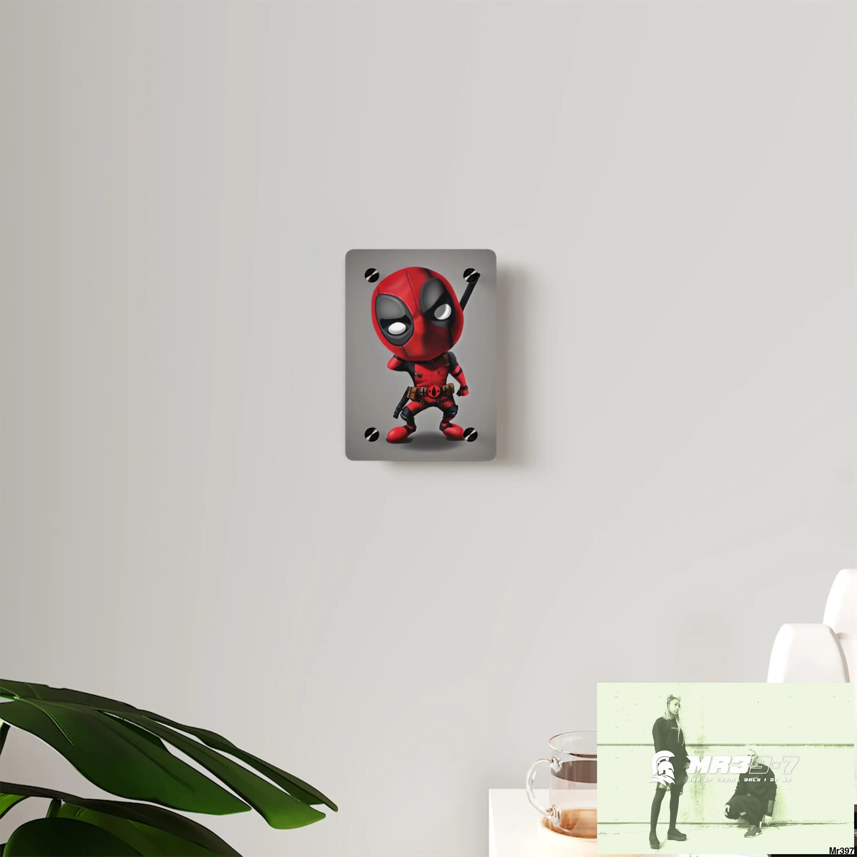 3D Chibi Deadpool Disney Graphic Acrylic Wall Art Panels Home Decor
