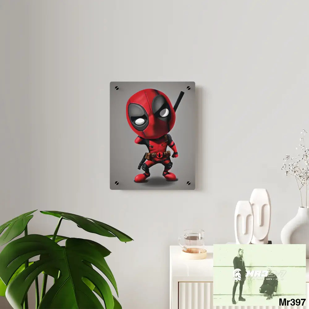 3D Chibi Deadpool Disney Graphic Acrylic Wall Art Panels Home Decor