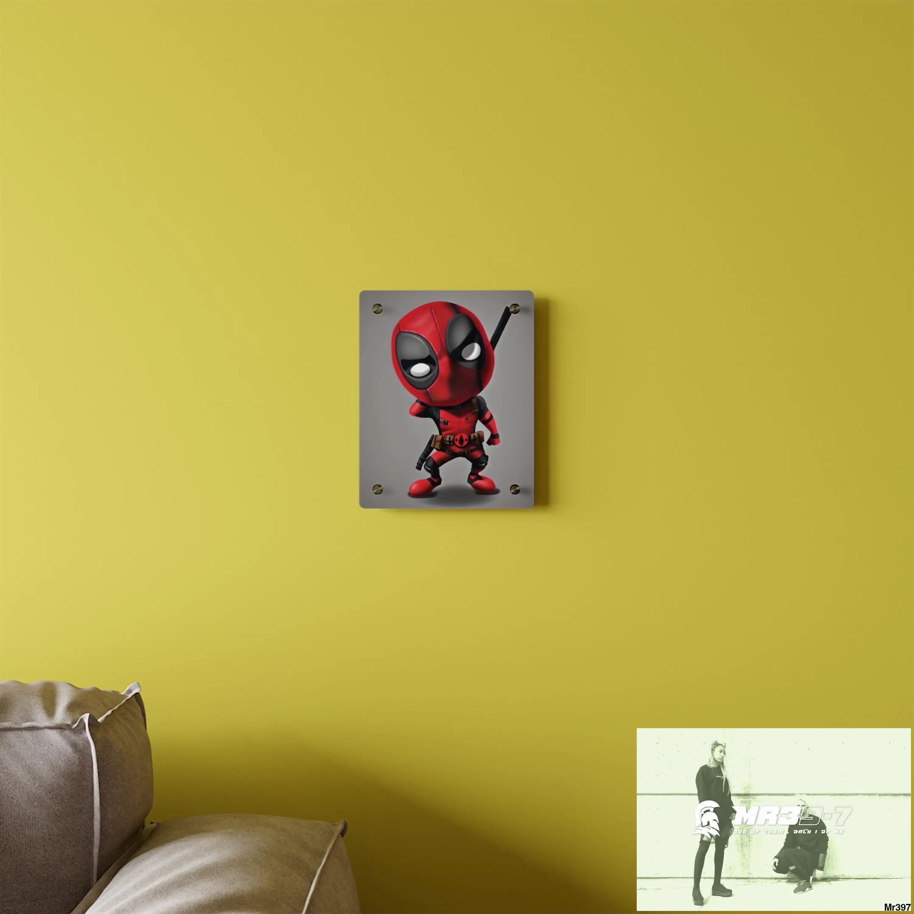 3D Chibi Deadpool Disney Graphic Acrylic Wall Art Panels Home Decor