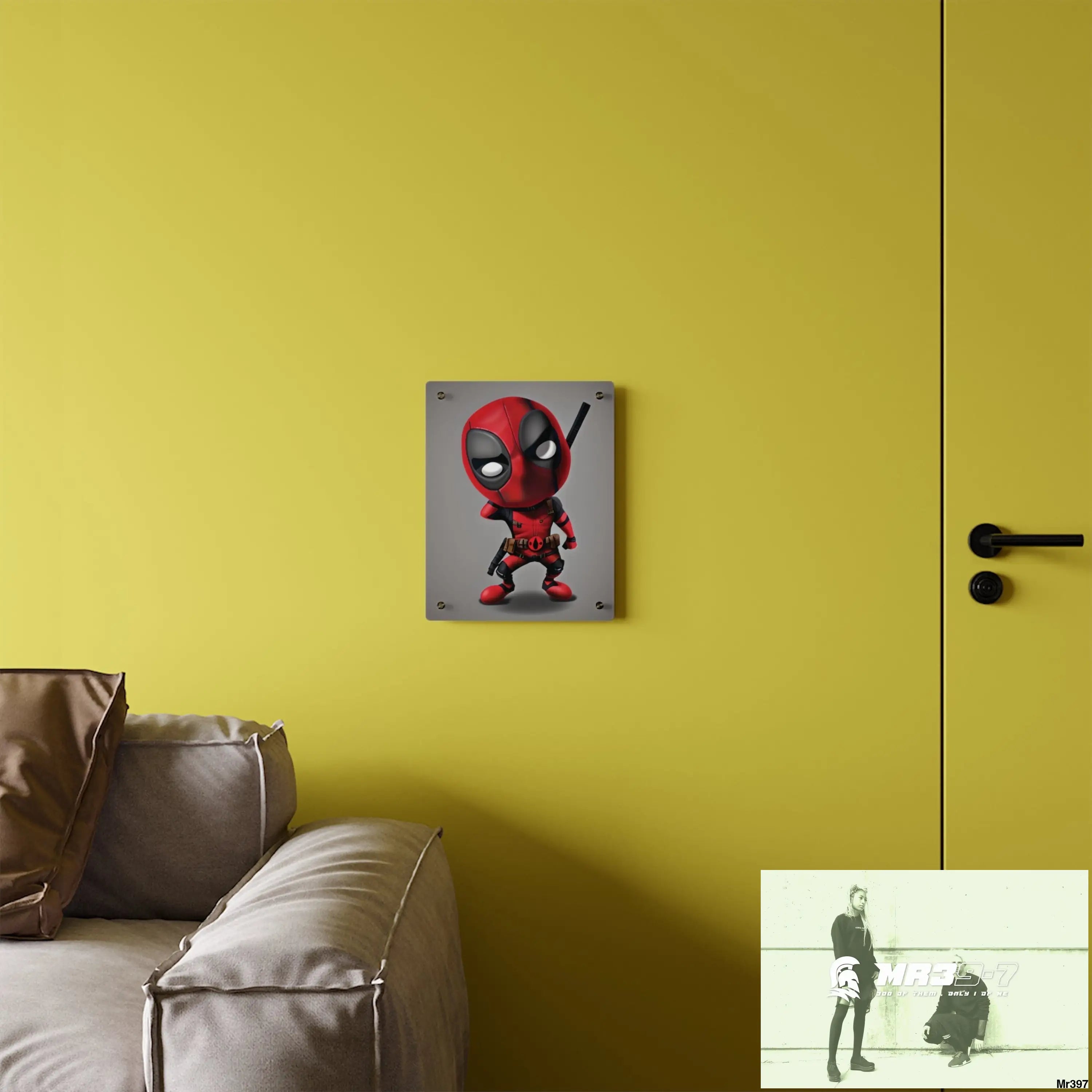 3D Chibi Deadpool Disney Graphic Acrylic Wall Art Panels Home Decor