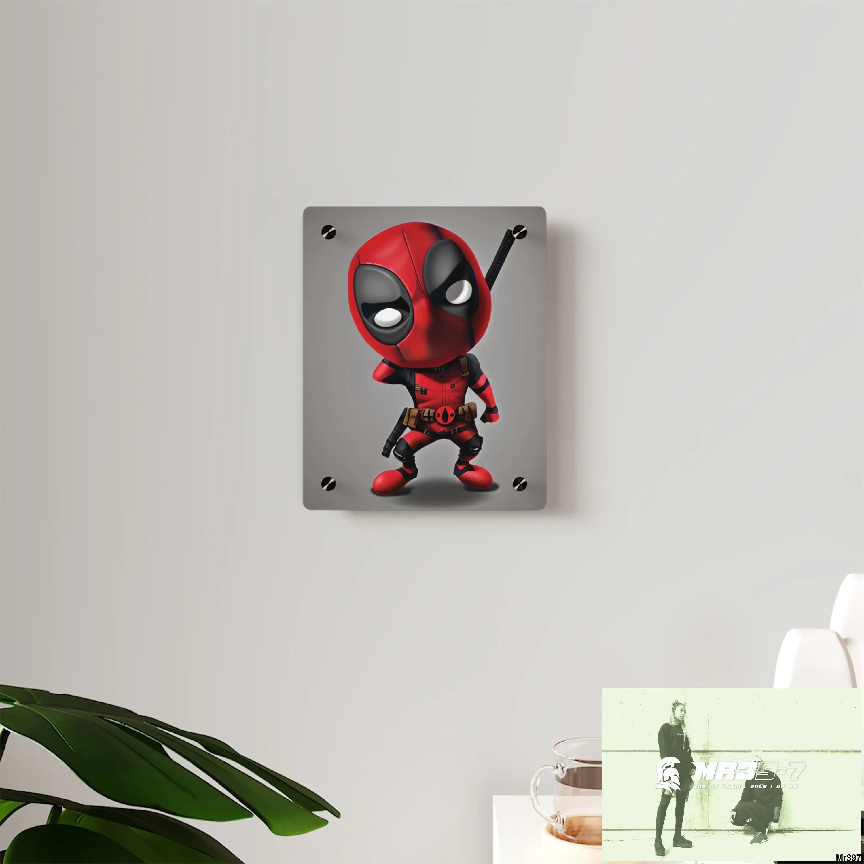 3D Chibi Deadpool Disney Graphic Acrylic Wall Art Panels Home Decor