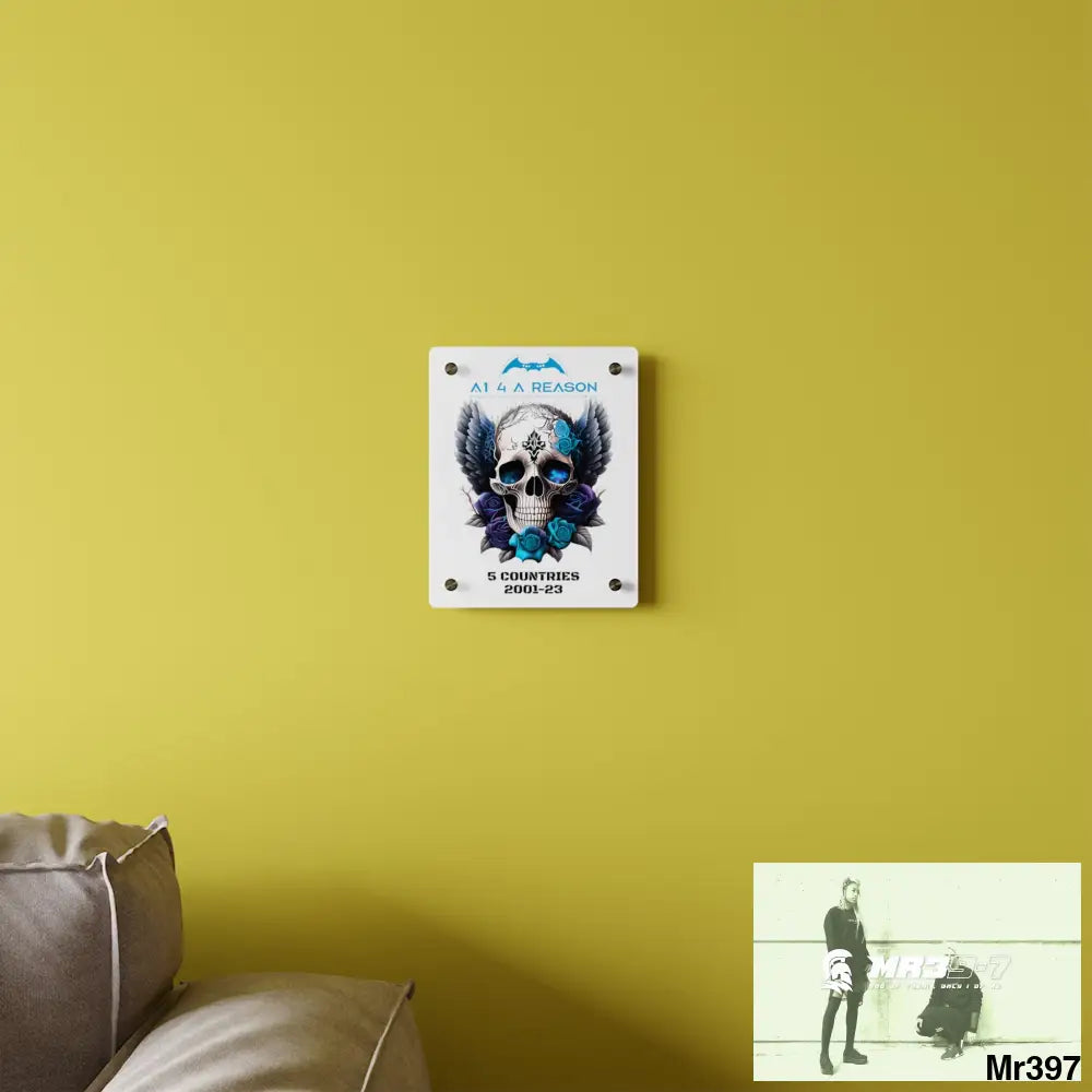 5 Countries 2001-23 A1 4 A Reason Gothic skull wings and blue roses Acrylic Wall Art Panels Home Decor