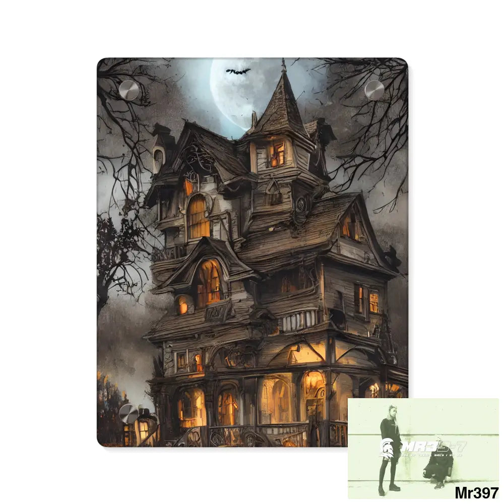 8k Creepy Halloween Background with Haunted House Acrylic Wall Art Panels 8″ x 10″ (Vertical) / 0.25’’ Home Decor