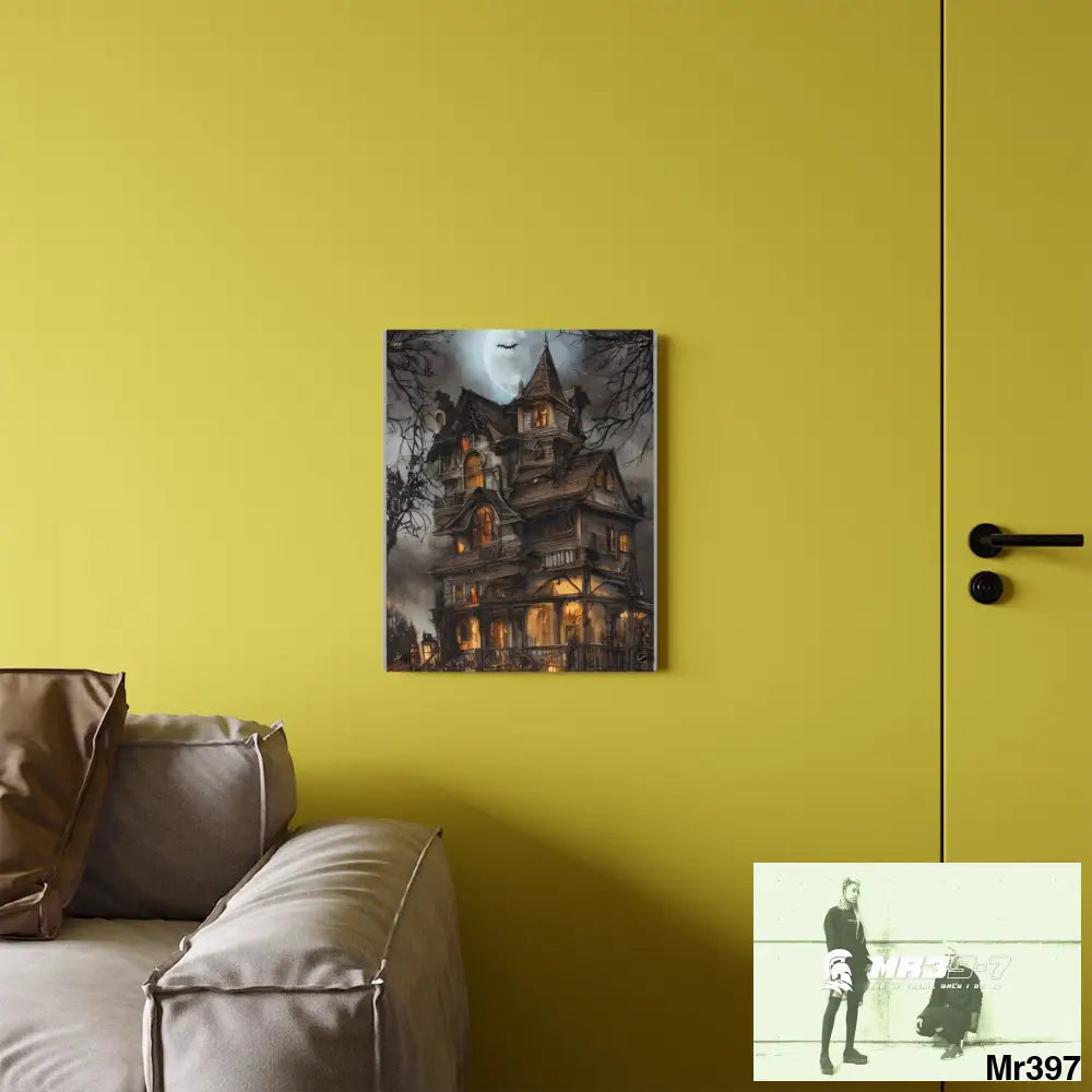 8k Creepy Halloween Background with Haunted House Acrylic Wall Art Panels Home Decor