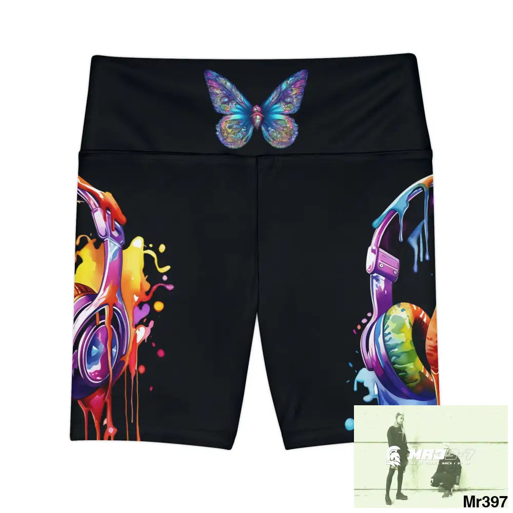 A Butterflies Melting headphones Women’s Workout Shorts (AOP) XS All Over Prints