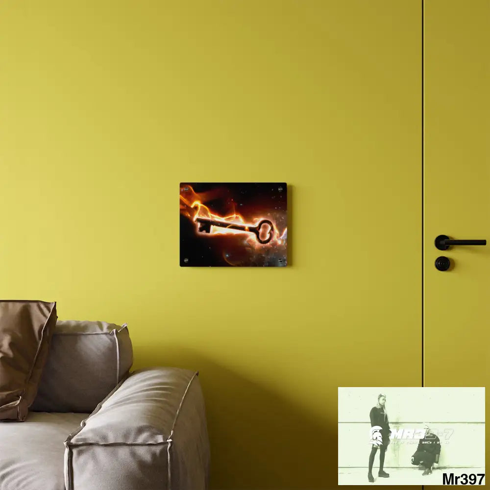 A Key on Fire in outer Space Acrylic Wall Art Panels Home Decor