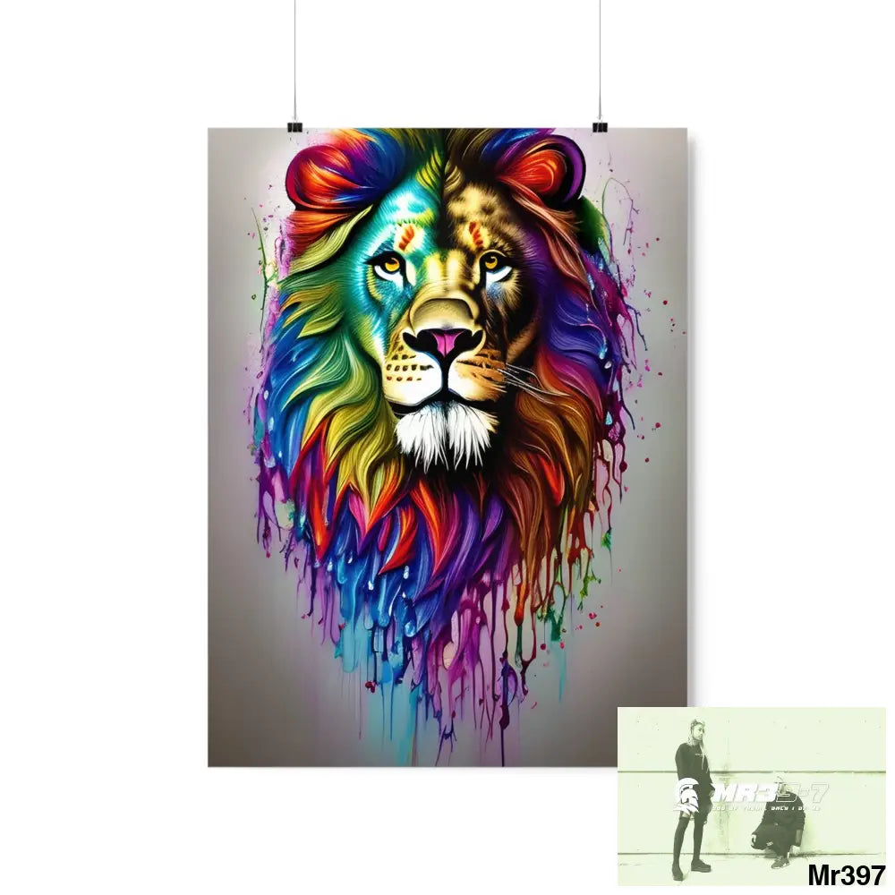 A translucent rainbow lion Matte Vertical Posters 18″ x 24″ / Matte Poster