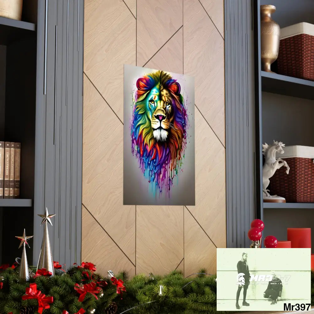 A translucent rainbow lion Matte Vertical Posters Poster