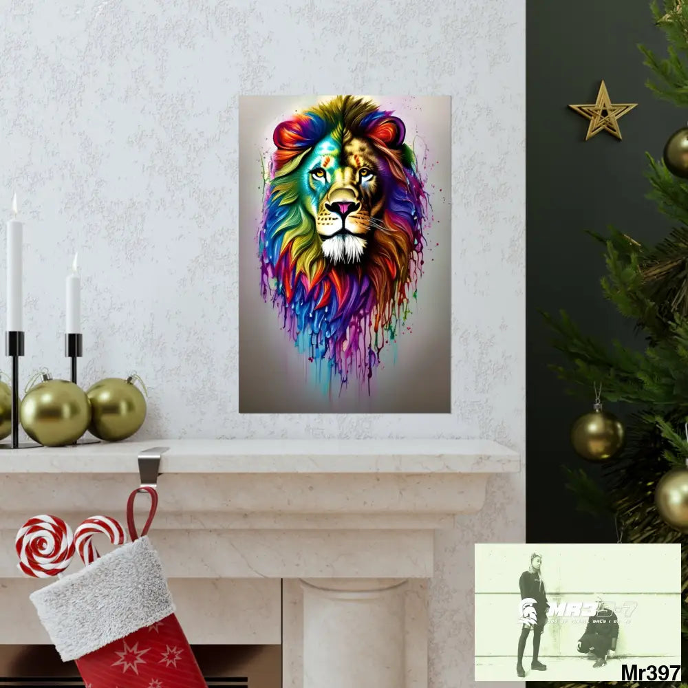 A translucent rainbow lion Matte Vertical Posters Poster