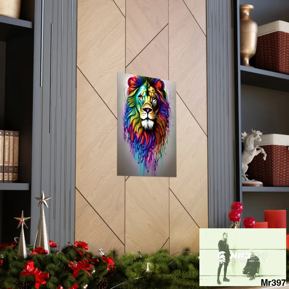 A translucent rainbow lion Matte Vertical Posters Poster