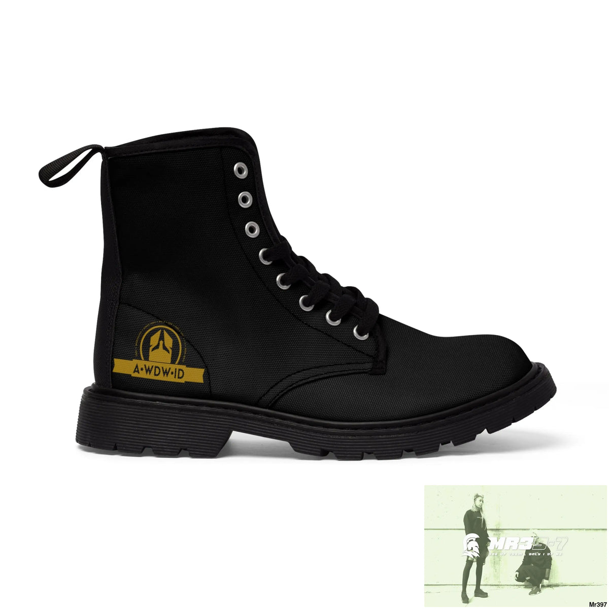 A.WDW ID Black Canvas Boots AOP Shoes