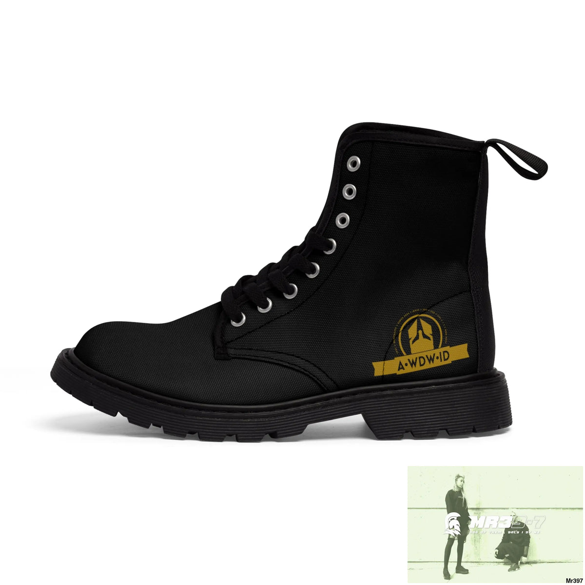 A.WDW ID Black Canvas Boots AOP Shoes