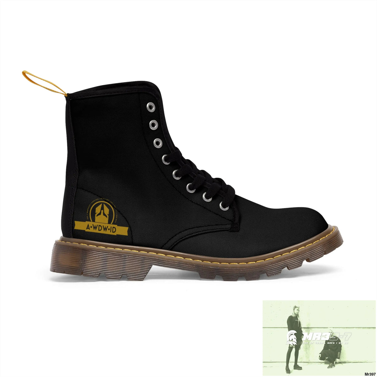 A.WDW ID Black Canvas Boots AOP Shoes