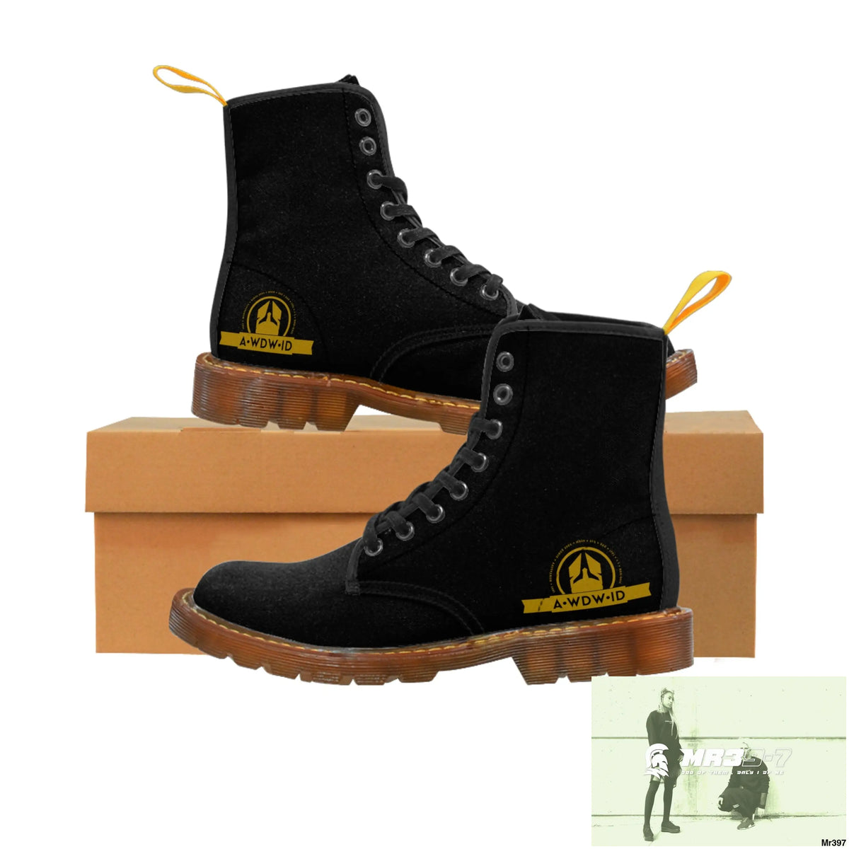 A.WDW ID Black Canvas Boots AOP Shoes