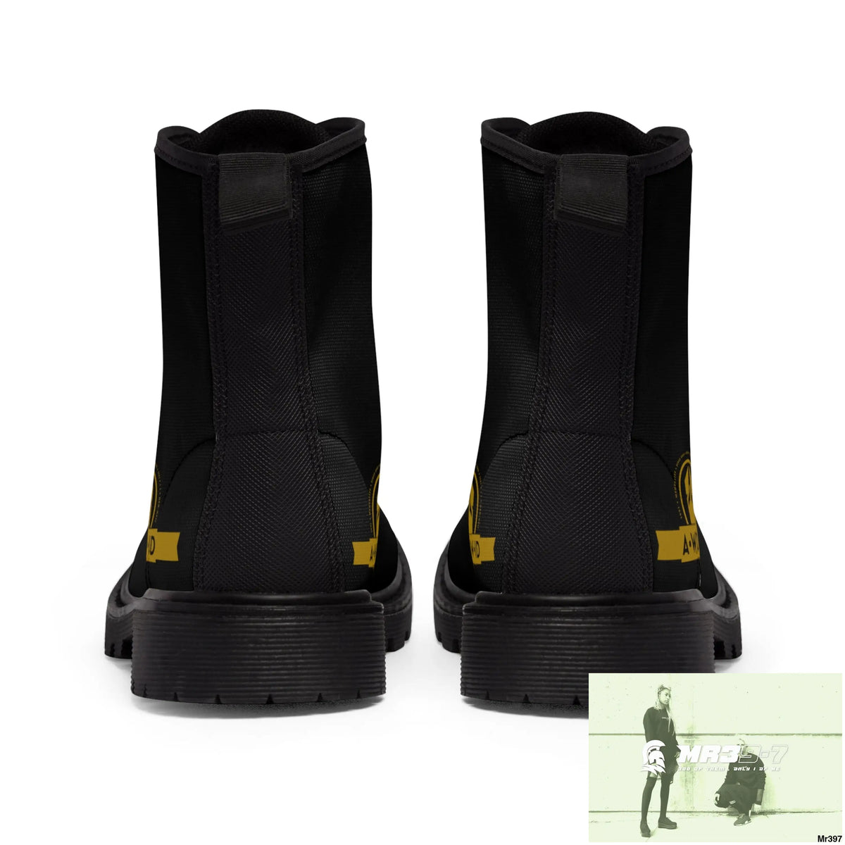 A.WDW ID Black Canvas Boots AOP Shoes