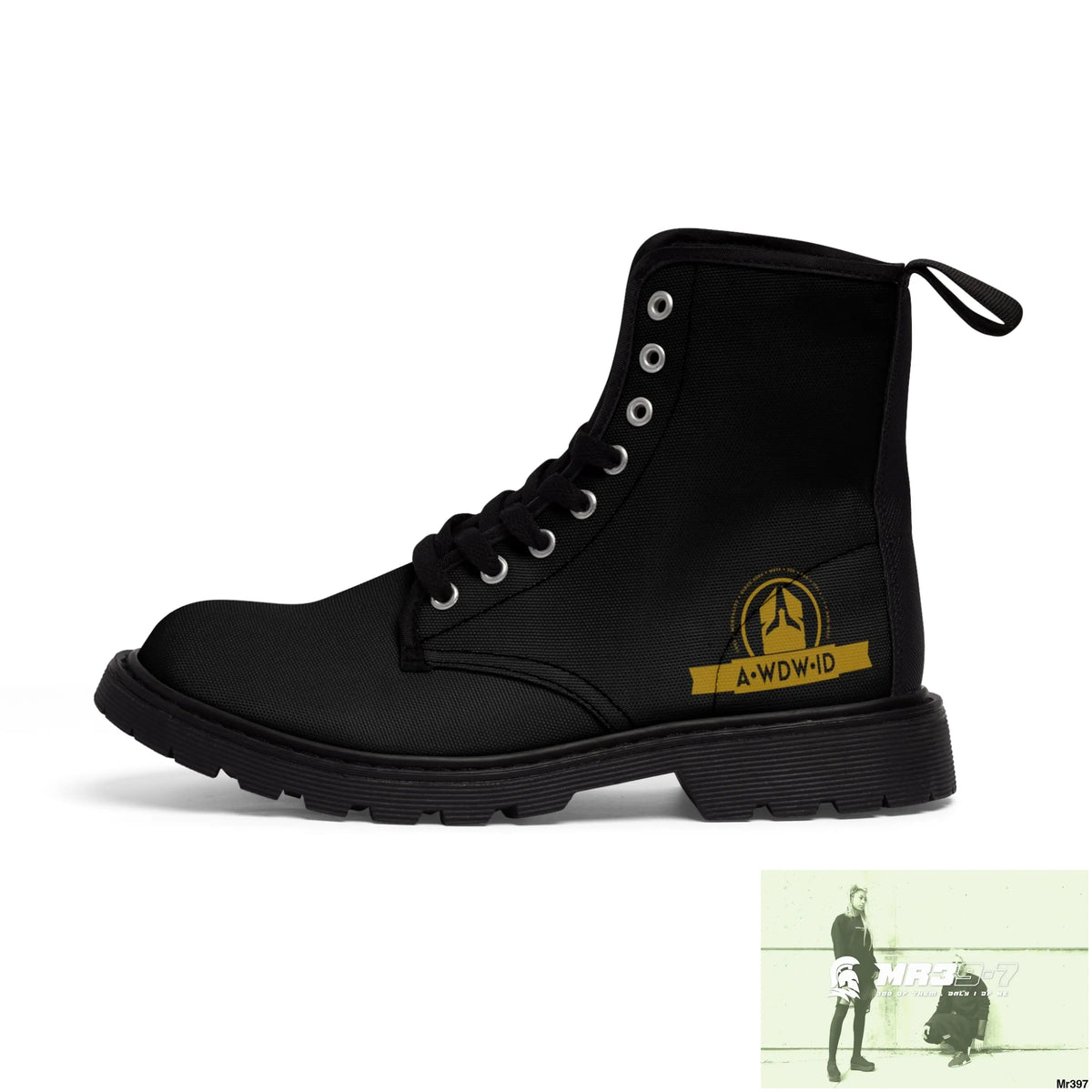 A.WDW ID Black Canvas Boots AOP US 7 / Black sole Shoes