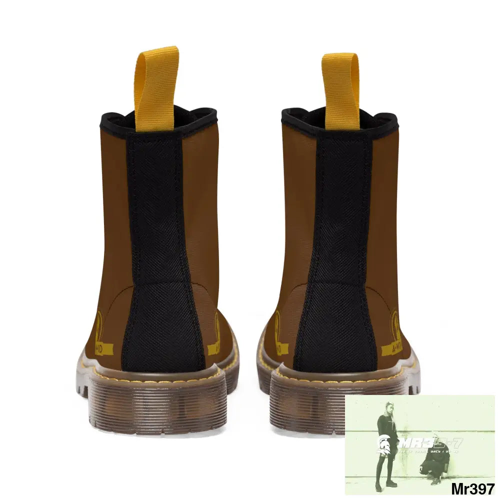 A.WDW ID Brown Canvas Boots AOP Shoes