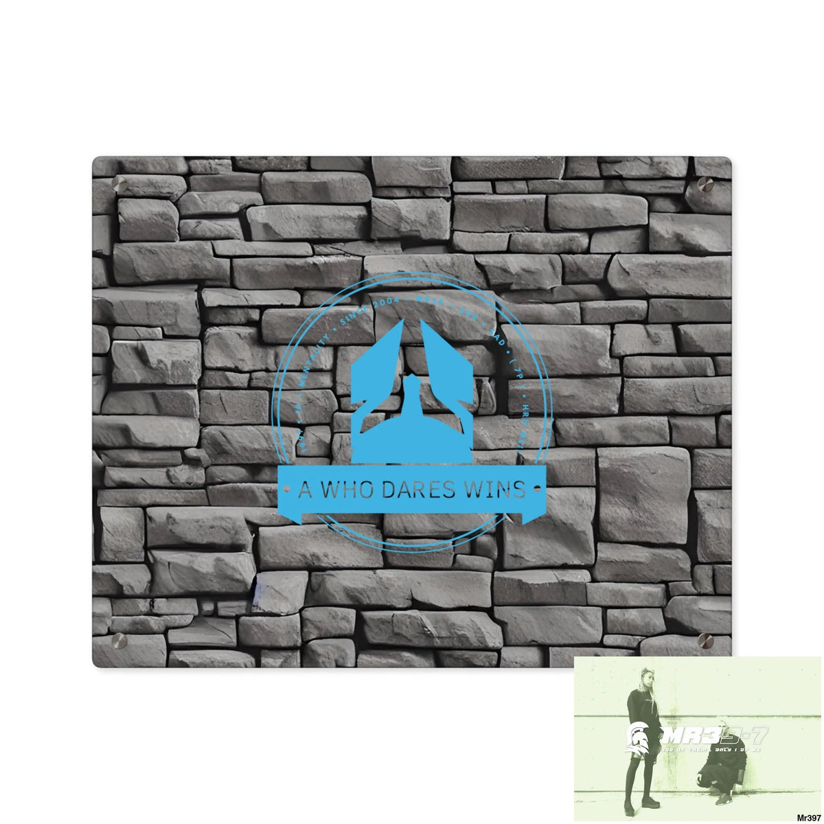 A Who Dares Wins 3D Dark Black Brick Wall 32k Ultrarealistic High quality Acrylic Wall Art Panels 20″ x 16″