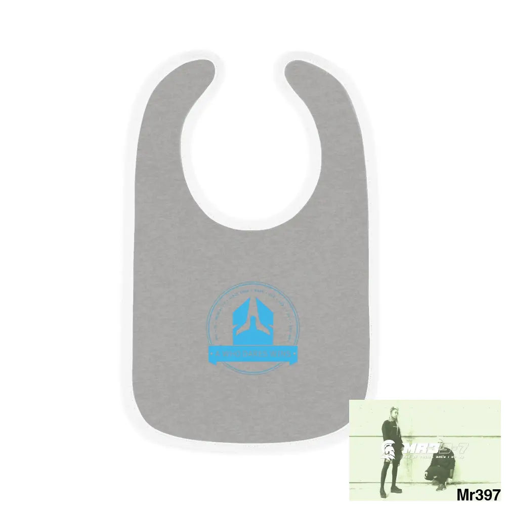 A Who Dares Wins Baby Contrast Trim Jersey Bib Heather/White / One size Kids clothes