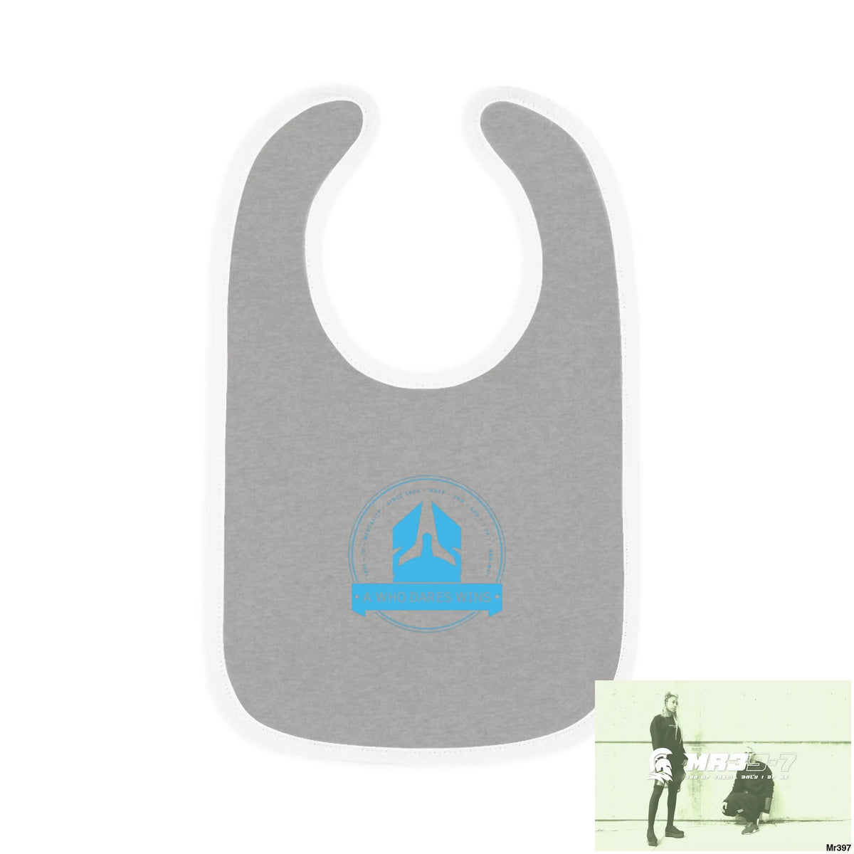 A Who Dares Wins Baby Contrast Trim Jersey Bib Heather/White / One size Kids clothes