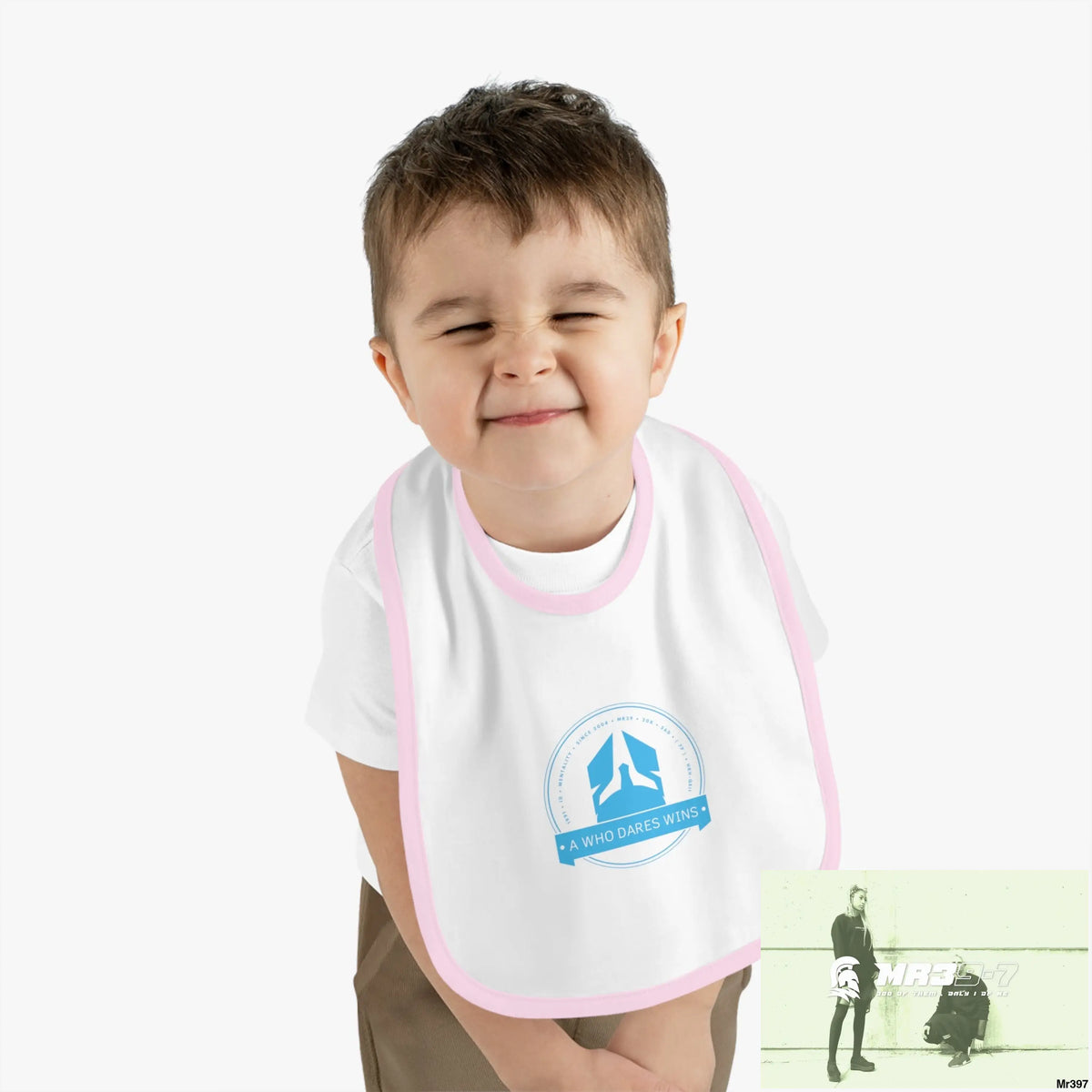 A Who Dares Wins Baby Contrast Trim Jersey Bib Kids clothes