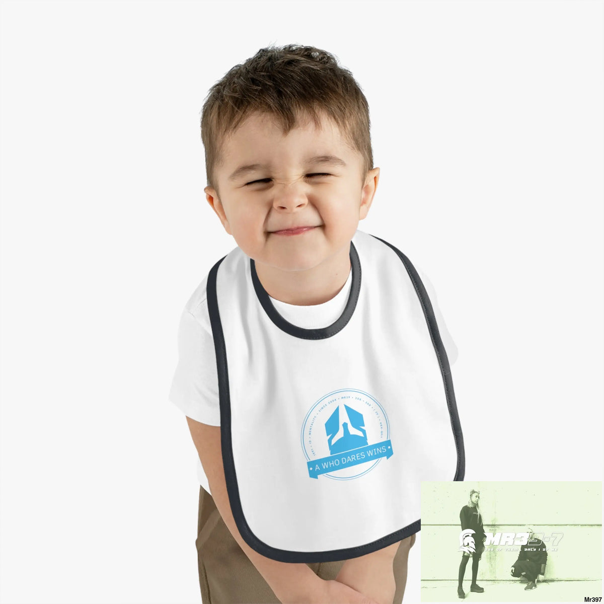 A Who Dares Wins Baby Contrast Trim Jersey Bib Kids clothes