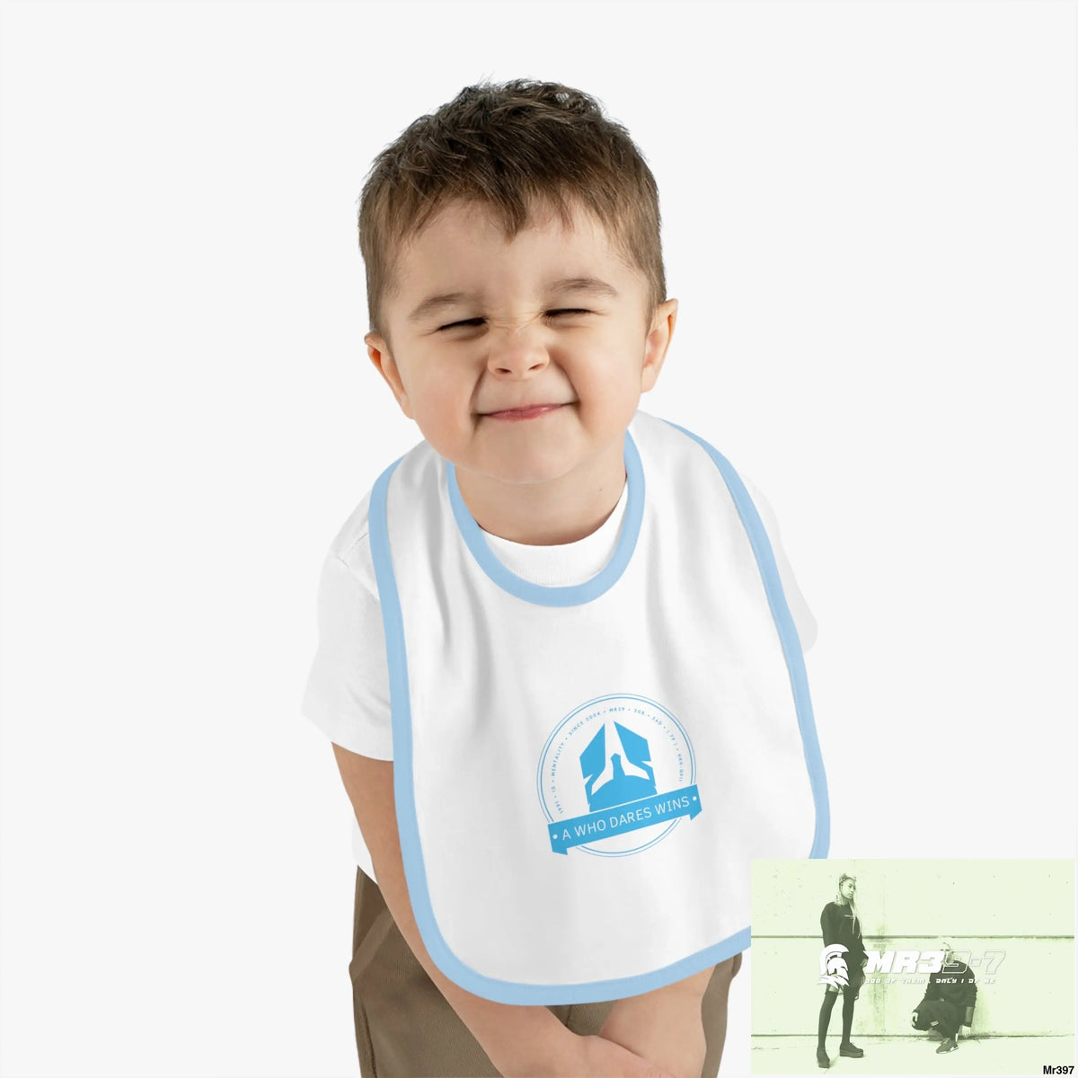 A Who Dares Wins Baby Contrast Trim Jersey Bib Kids clothes