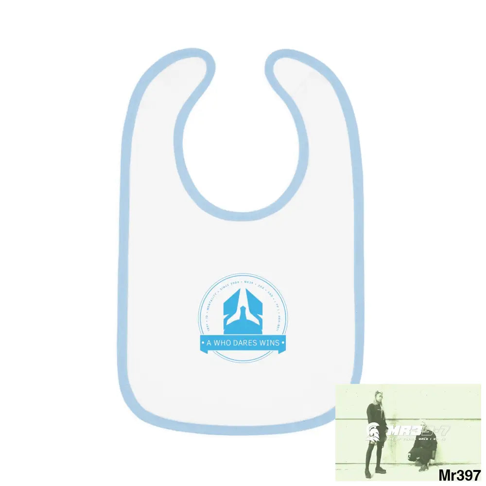 A Who Dares Wins Baby Contrast Trim Jersey Bib White/Light Blue / One size Kids clothes