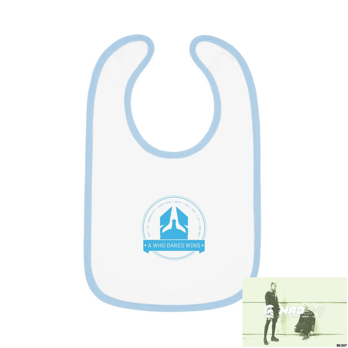 A Who Dares Wins Baby Contrast Trim Jersey Bib White/Light Blue / One size Kids clothes