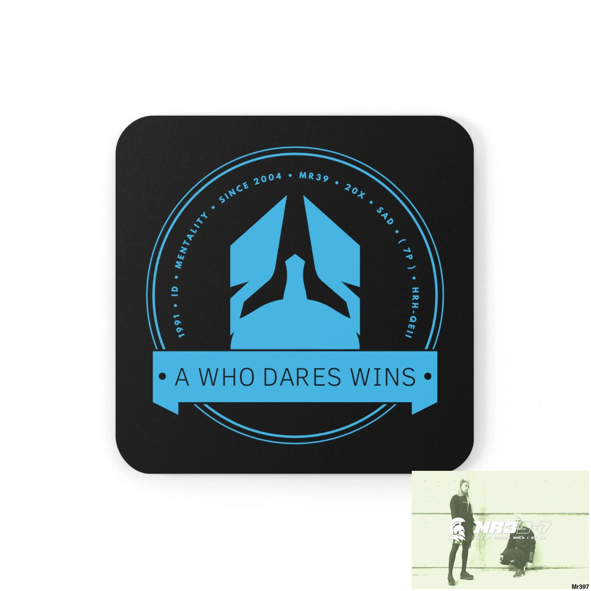 A Who Dares Wins Corkwood Coaster Set Cork / 3.75’’ × 3.75’’ / Square Home Decor