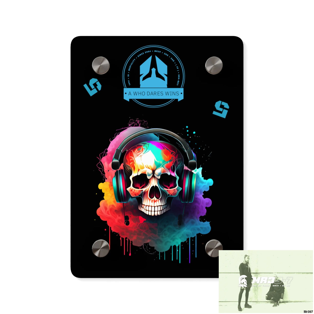 A Who Dares Wins E + 5 Colourful Skull Headphones Wall Art Panels 5’’ x 7’’ (Vertical) / 0.25’’ Home Decor