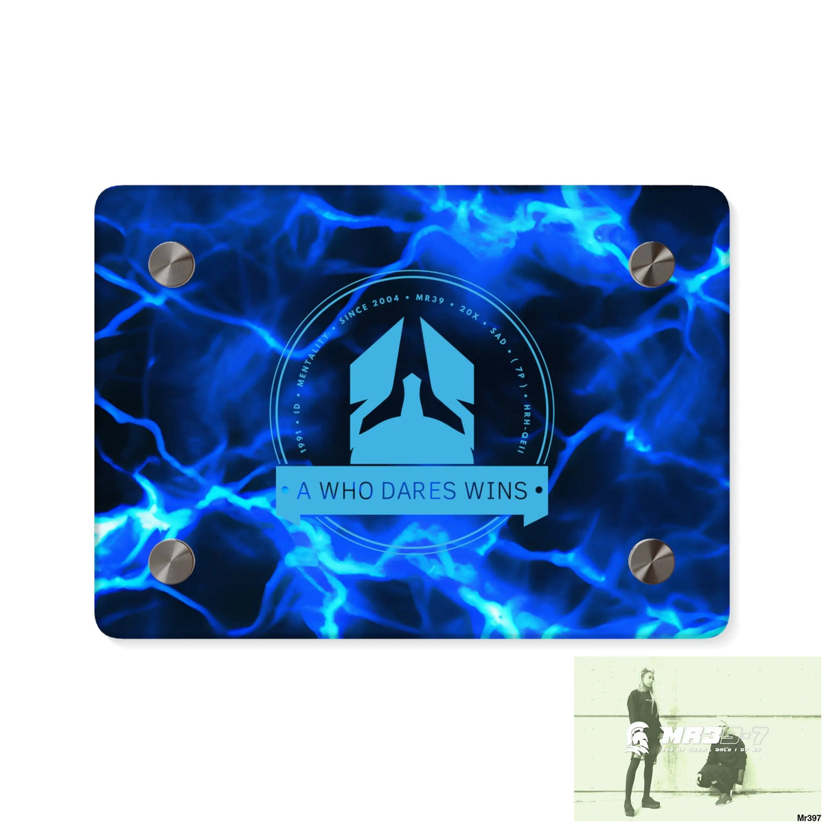 A Who Dares Wins Electric Blue Acrylic Wall Art Panels 7’’ x 5’’ (Horizontal) / 0.25’’ Home Decor