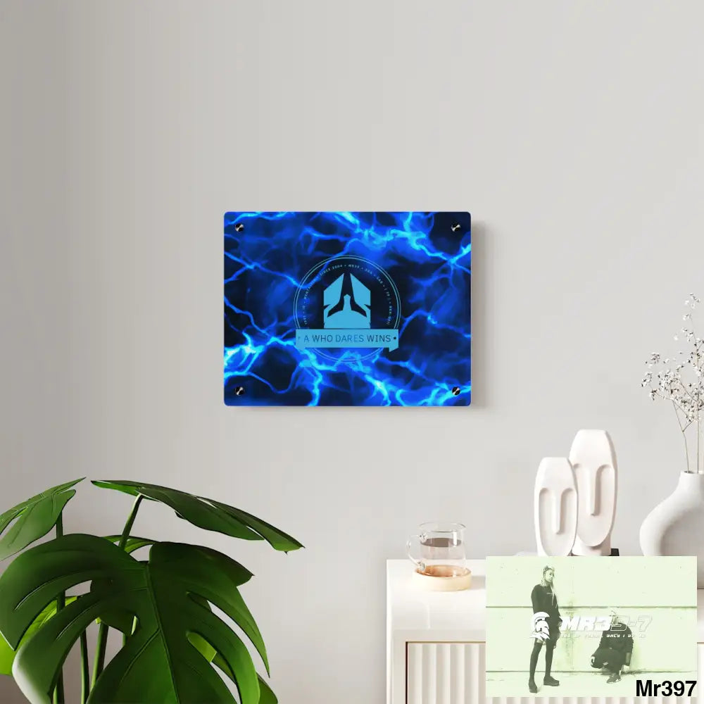 A Who Dares Wins Electric Blue Acrylic Wall Art Panels Home Decor