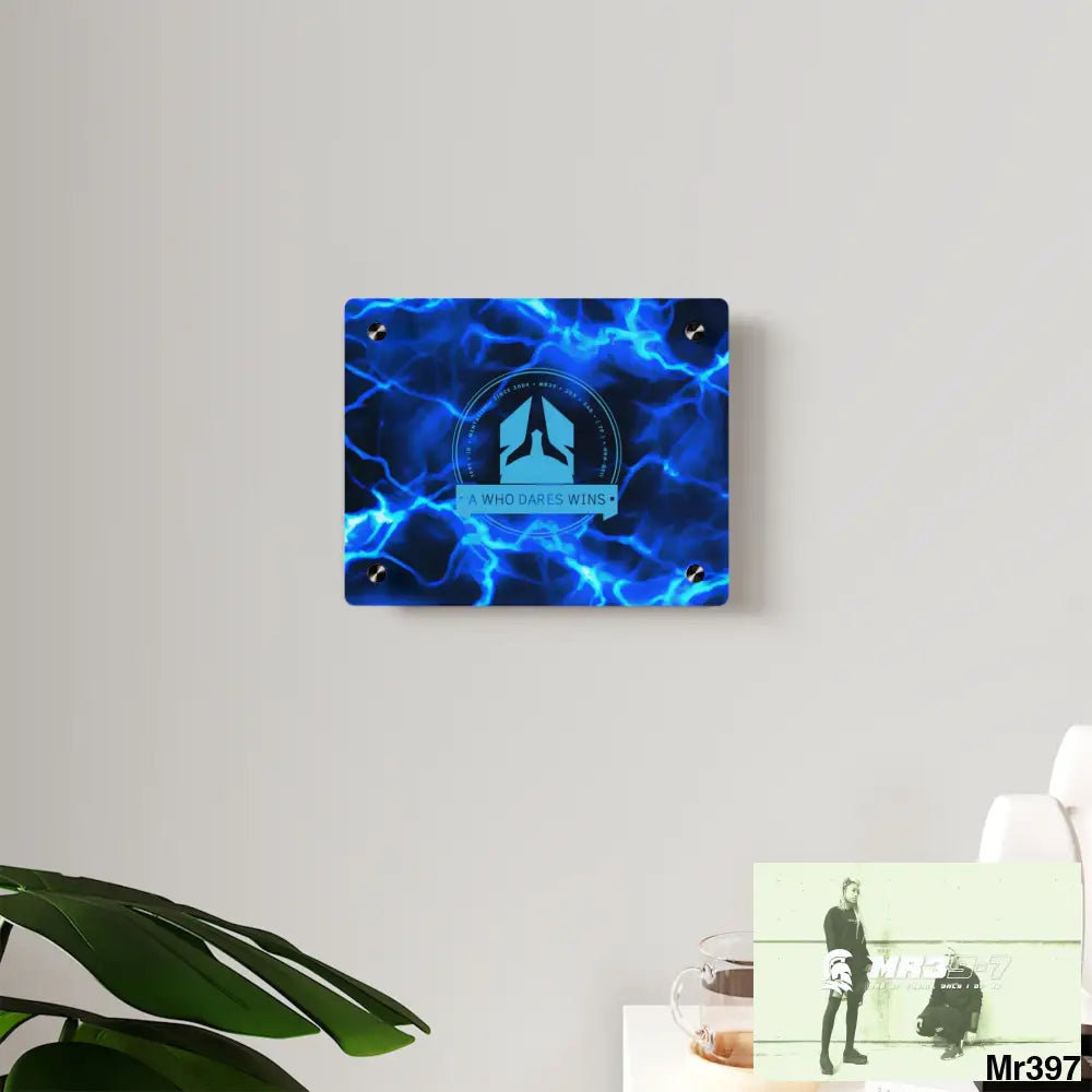 A Who Dares Wins Electric Blue Acrylic Wall Art Panels Home Decor