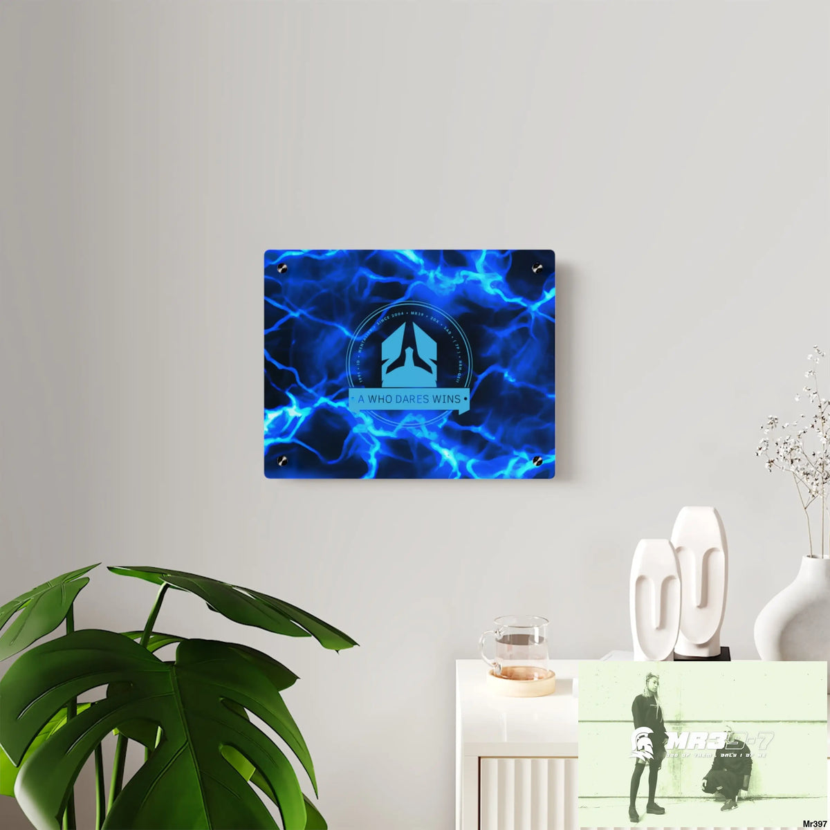 A Who Dares Wins Electric Blue Acrylic Wall Art Panels Home Decor
