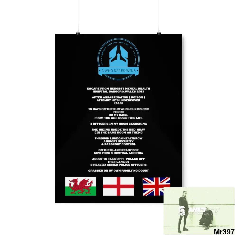 A Who Dares Wins Escape from Hergest MH Hospital 2013 Matte Vertical Posters 18″ x 24″ / Matte Poster