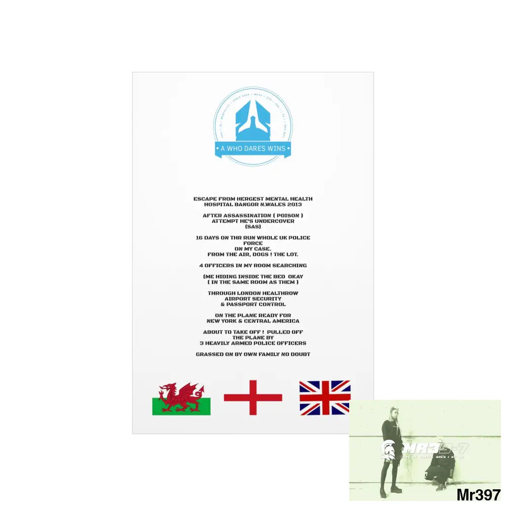 A Who Dares Wins Escape from Hergest MH Hospital 2013 Matte Vertical Posters Poster