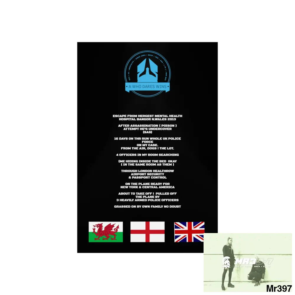 A Who Dares Wins Escape from Hergest MH Hospital 2013 Matte Vertical Posters Poster