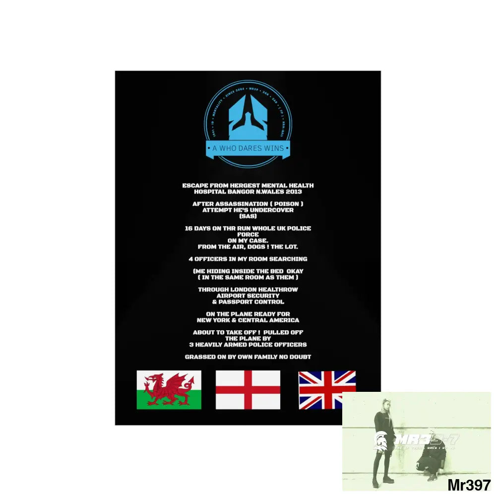 A Who Dares Wins Escape from Hergest MH Hospital 2013 Matte Vertical Posters Poster