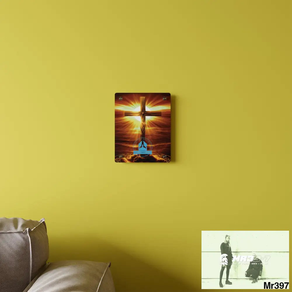 A Who Dares Wins Golden Sunrise Old Rugged Cross Celestial Ambient Faith Hyper Realistic Acrylic Wall Art Panels Home