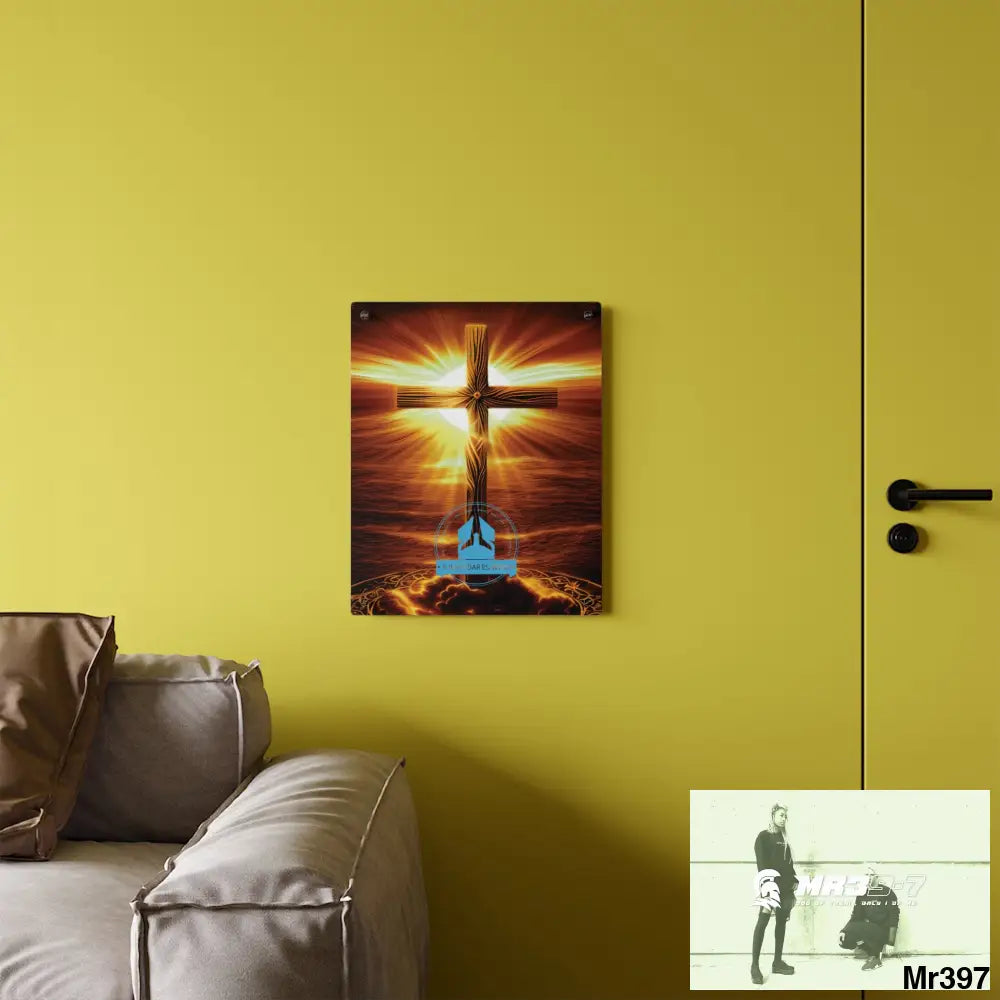 A Who Dares Wins Golden Sunrise Old Rugged Cross Celestial Ambient Faith Hyper Realistic Acrylic Wall Art Panels Home