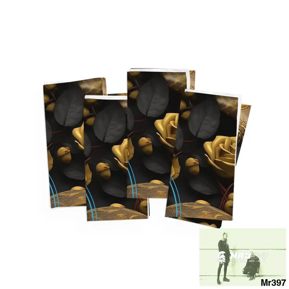 A Who Dares Wins Gothic Skulls & Roses Napkins 4-piece set / White / 19’’ × 19’’ Accessories